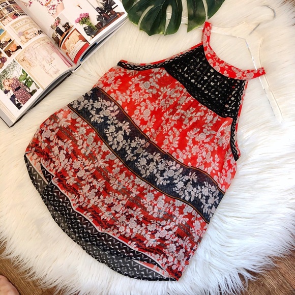 Anthropologie Tops - Anthropologie | Meadow Rue Floral Lattice Blouse